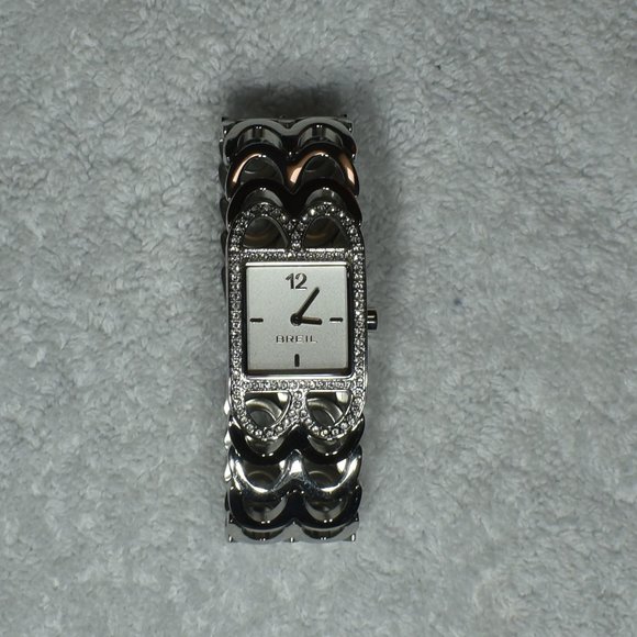 925 SS Breil Quartz Cuff Watch Swarovski Crystals - Picture 6 of 16